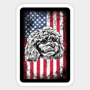 Patriotic Poodles American Flag Sticker